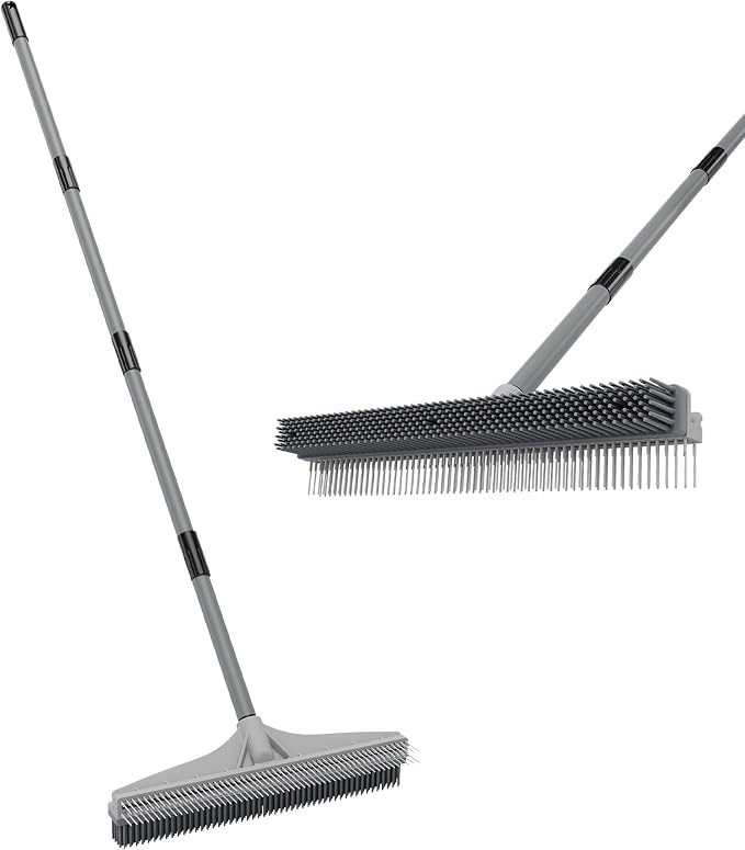 Walensee Carpet Rake for Pet Hair Removal, 2-in-1 Rubber Broom and Nylon Carpet by Home