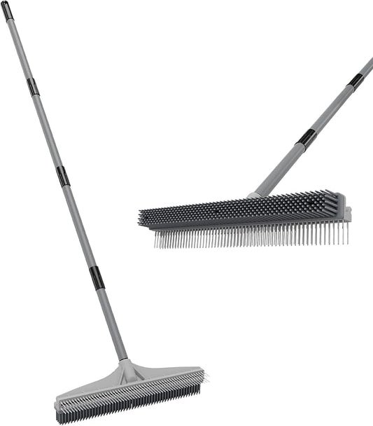 Walensee Carpet Rake for Pet Hair Removal, 2-in-1 Rubber Broom and Nylon Carpet by Home
