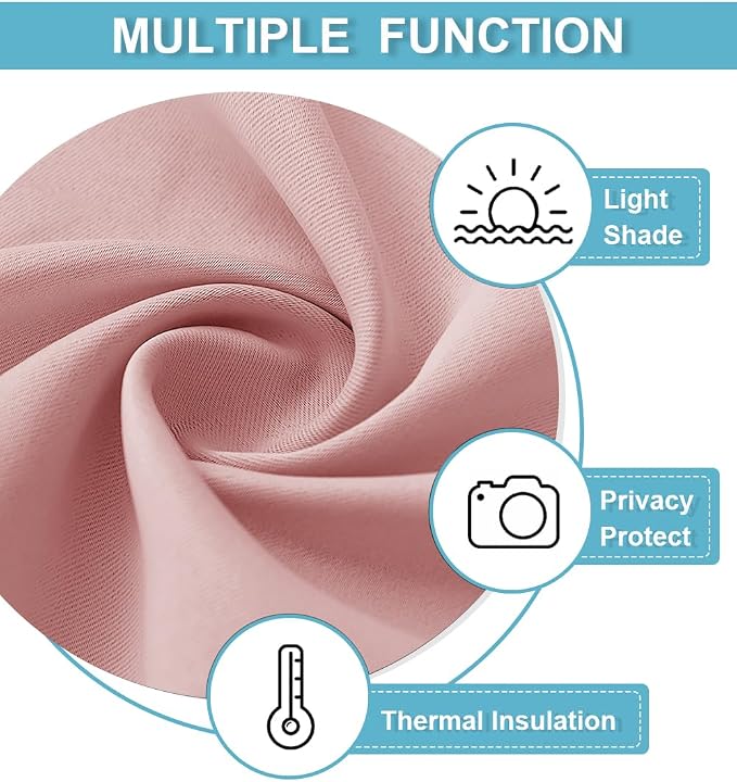 RYB HOME Peach Blush Rod Pocket Blackout Curtains - Image 4