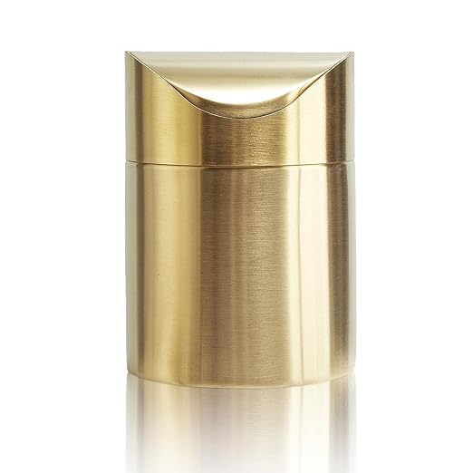 Stainless Steel Trash Can with Swing Lid, Mini Countertop Trash Bin Bathroom by Chemlliy