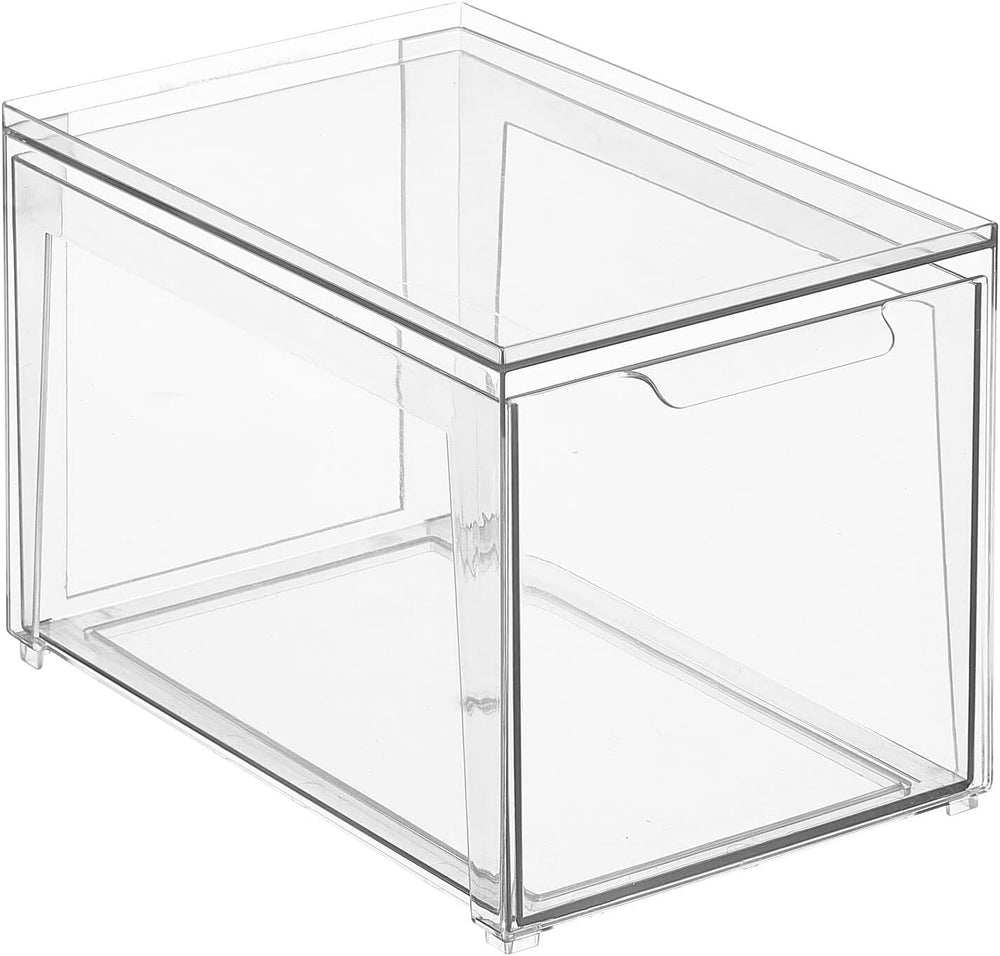 mDesign Plastic Stackable Bathroom Storage with Pull Out Bin Organizer Drawer...