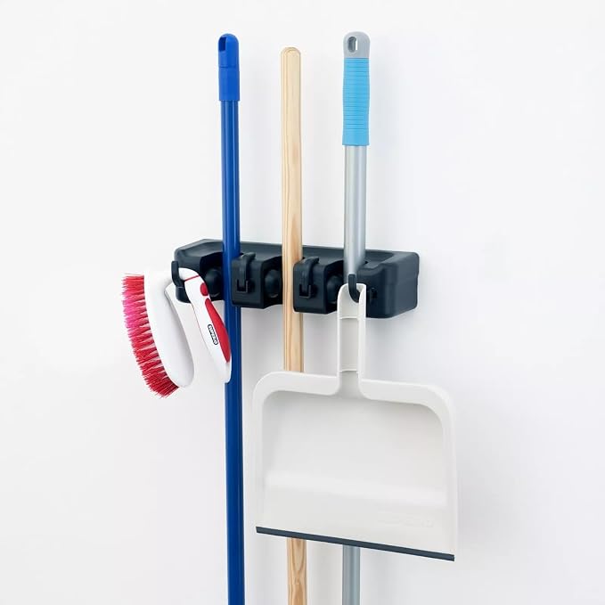 Broom and Mop Holder Wall Mount, Hooks Hanger by Unknown