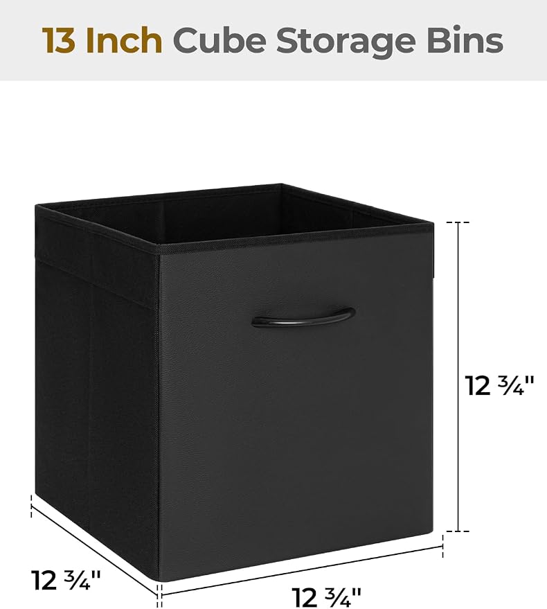 StorageWorks Black Storage Cubes, 13-inch Leather Bins - Image 2