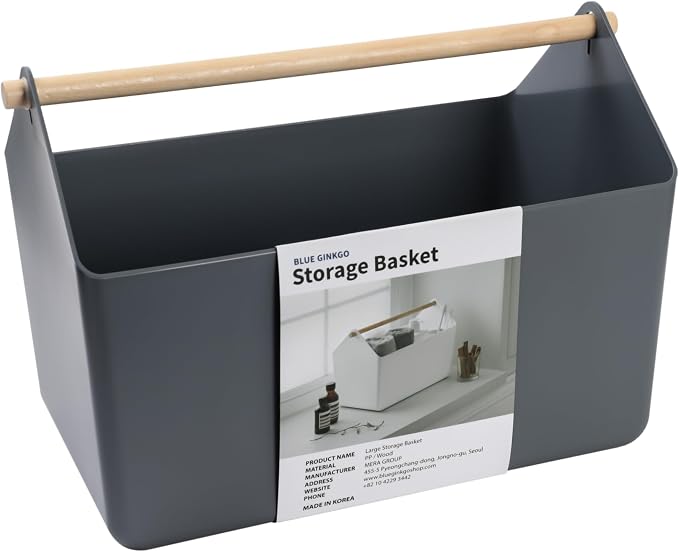BLUE GINKGO Large Storage Basket – Plastic Caddy by BLUEGINKGO