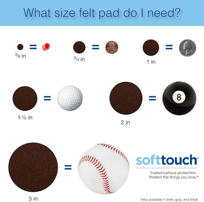 SoftTouch 1" Round Felt Pads – Heavy Duty Self-Stick Furniture Floor Protectors - Image 7