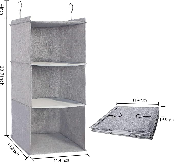 Hanging Closet Organizer, Easy Mount Collapsible 3-Shelf Camper Closet Wardrobe - Image 3