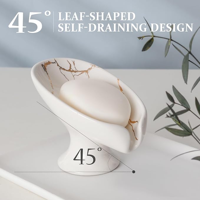 Soap Dish Set, Self Draining Bar Soap Holder - Image 2