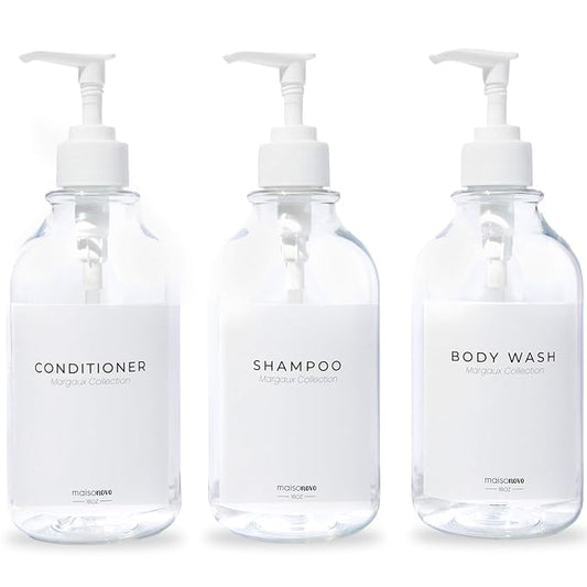 MaisoNovo Refillable Shampoo and Conditioner Bottles | 16.9 fl oz Set of 3 by MaisoNovo-TheArtofSustainableLiving