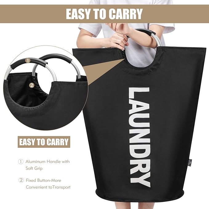 DOKEHOM 90L Large Laundry Basket, Collapsible Laundry Bag, Freestanding Tall - Image 5