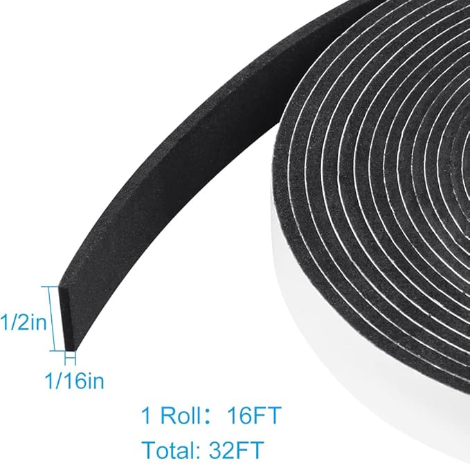Seal Foam Tape, 1/2 Inch W x 1/16 Inch T Weather Stripping - Image 2