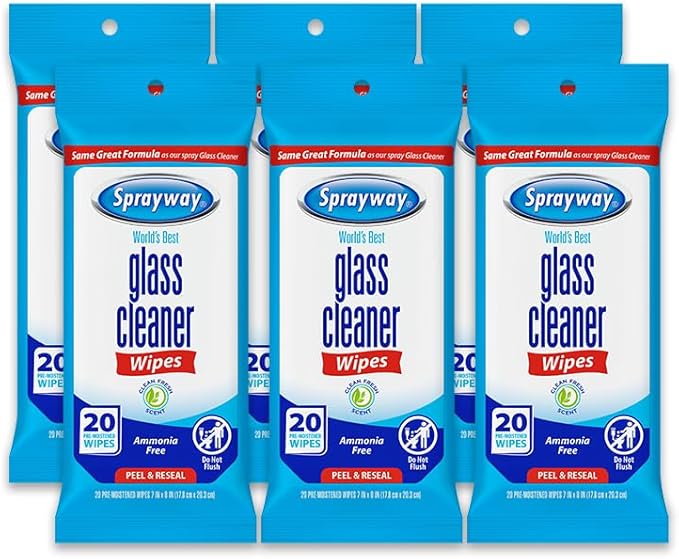 Sprayway Glass Cleaner Wipes, On-the-Go Resealable Package, Pre-Moistened by Sprayway