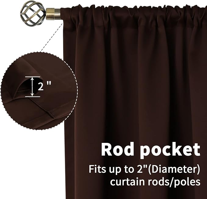 BGment Brown Blackout Curtains for Kitchen Cafe Window - Image 5
