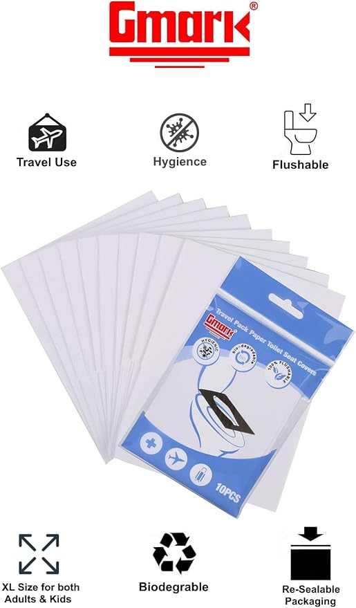 Gmark Portable Paper Toilet Seat Covers Travel Packs XL size Thick Strength - Image 3