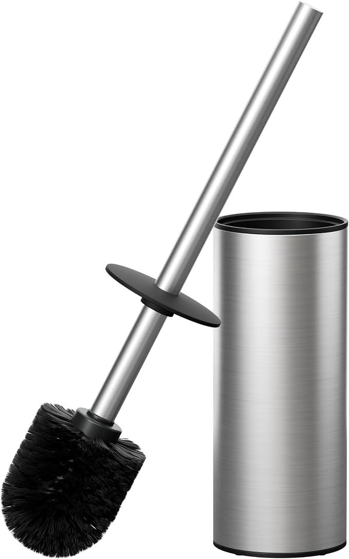 FORIOUS Toilet Brush and Holder Set Brushed Nickel, 304 Stainless Steel Long by FORIOUS