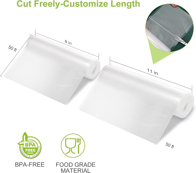 Bonsenkitchen Vacuum Food Sealer Rolls Bags, Durable Customized Size Food Vac - Image 2