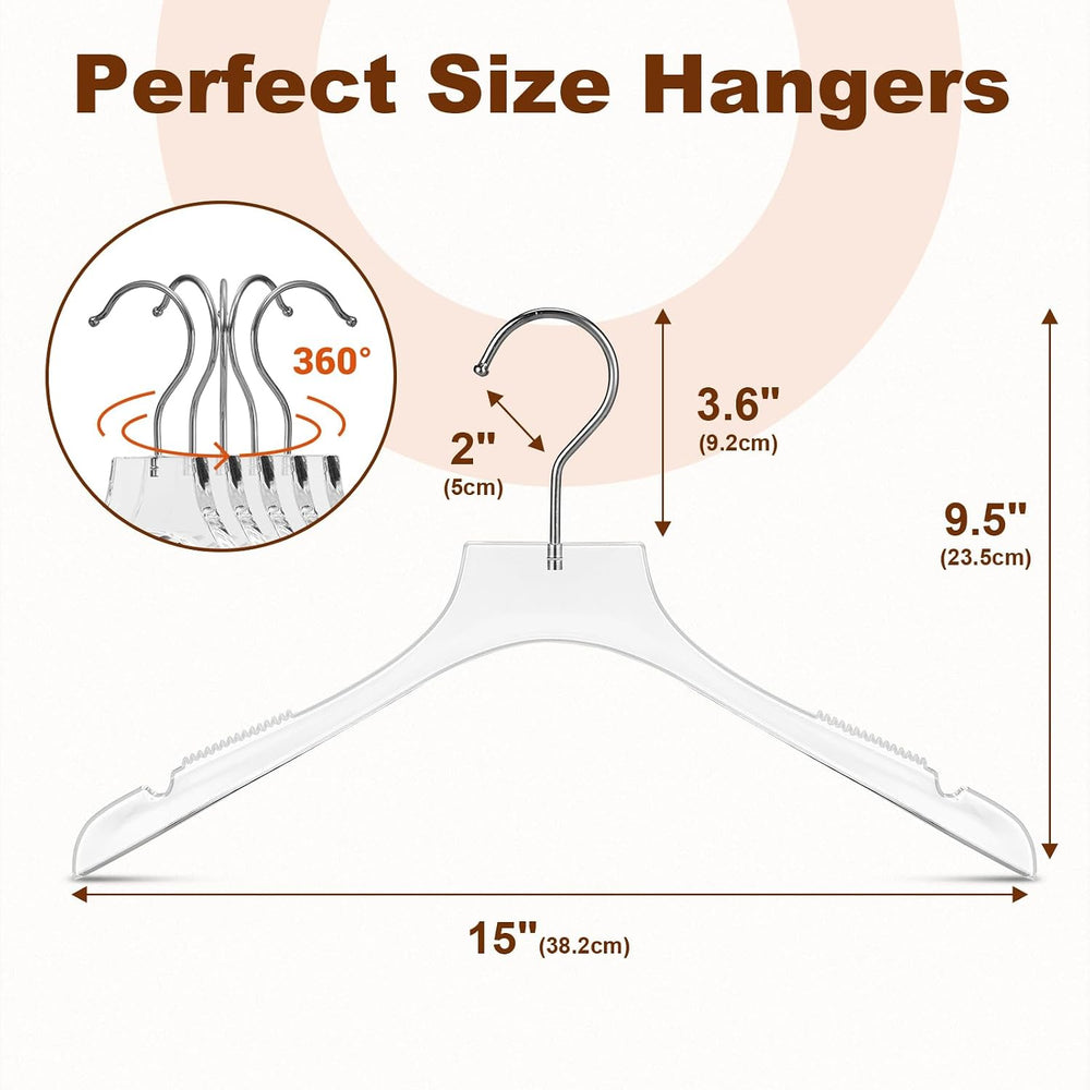 HOUSE DAY Luxury Acrylic Hangers 15 Pack, Crystal Clear Hangers
