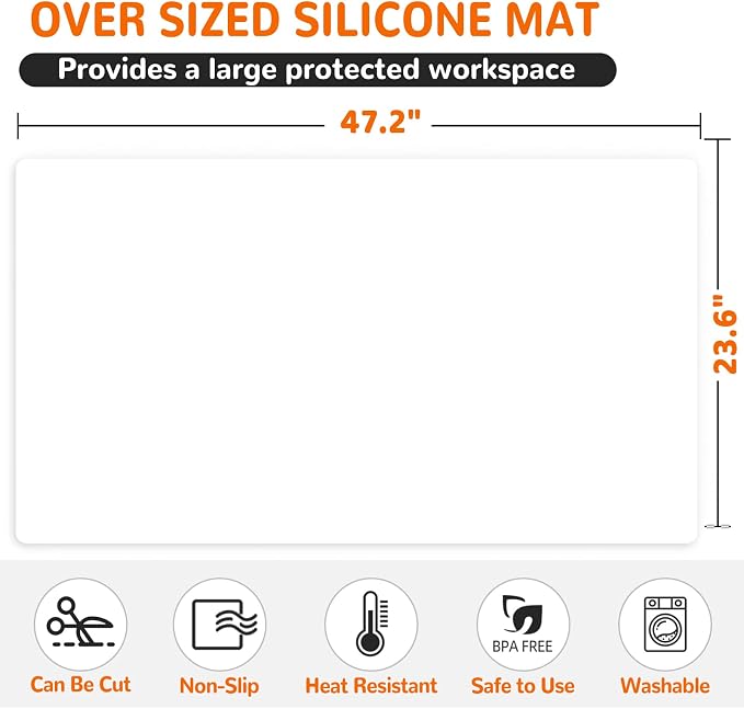 Warome Silicone Mat, Waterproof Heat Resistant Mat, Extra Large Countertop - Image 5