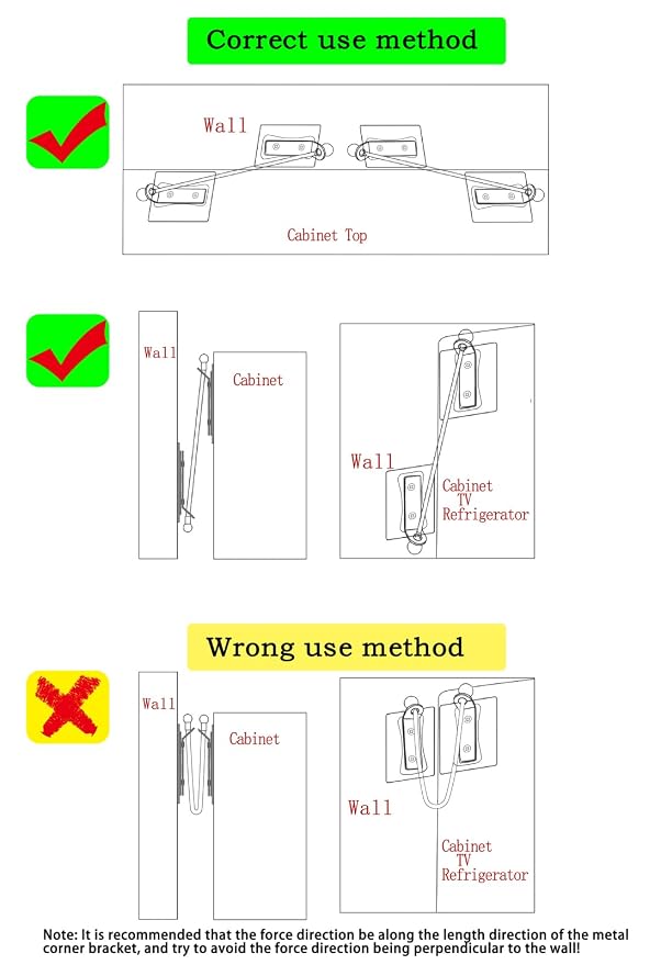 Furniture Anchors 4 Pairs No Drill Heavy Duty Anchors Fridge Lock Adjustable - Image 8