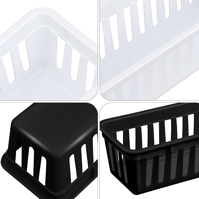 Domensi 12 Pack Slim Plastic Storage Baskets Tray - Image 3