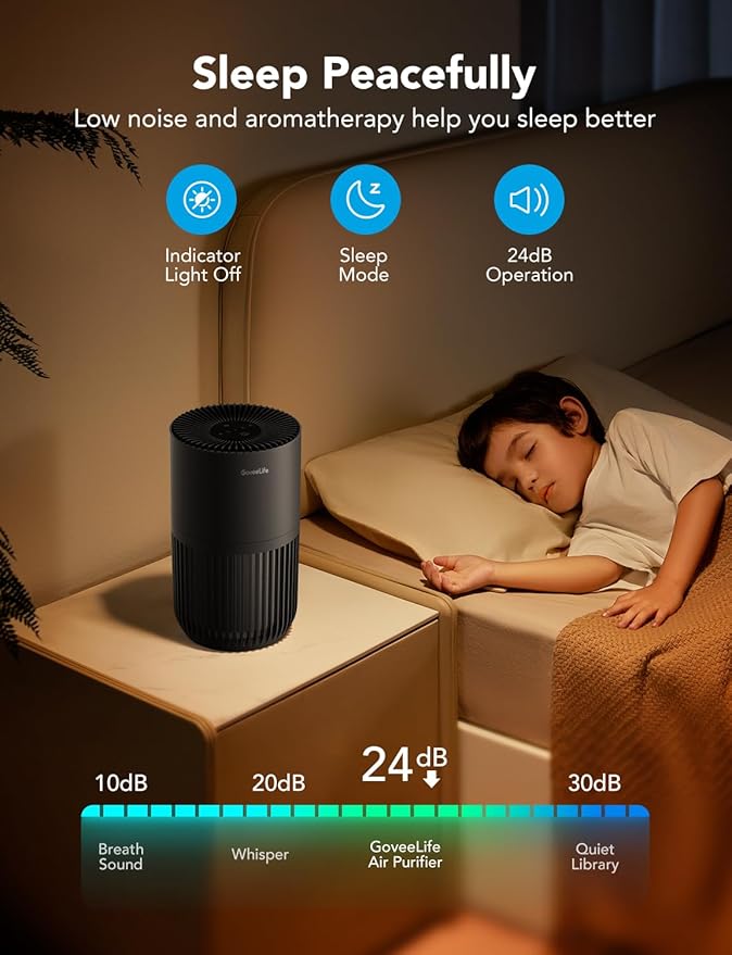 GoveeLife Mini Air Purifier for Bedroom, Smart Filter Air Purifier - Image 5