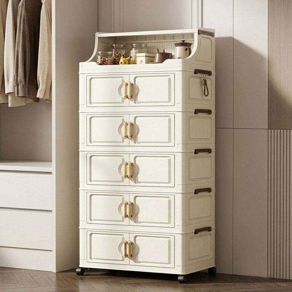 46QT Collapsible Storage Bins with Lids, Foldable Storage Box with Doors and ...