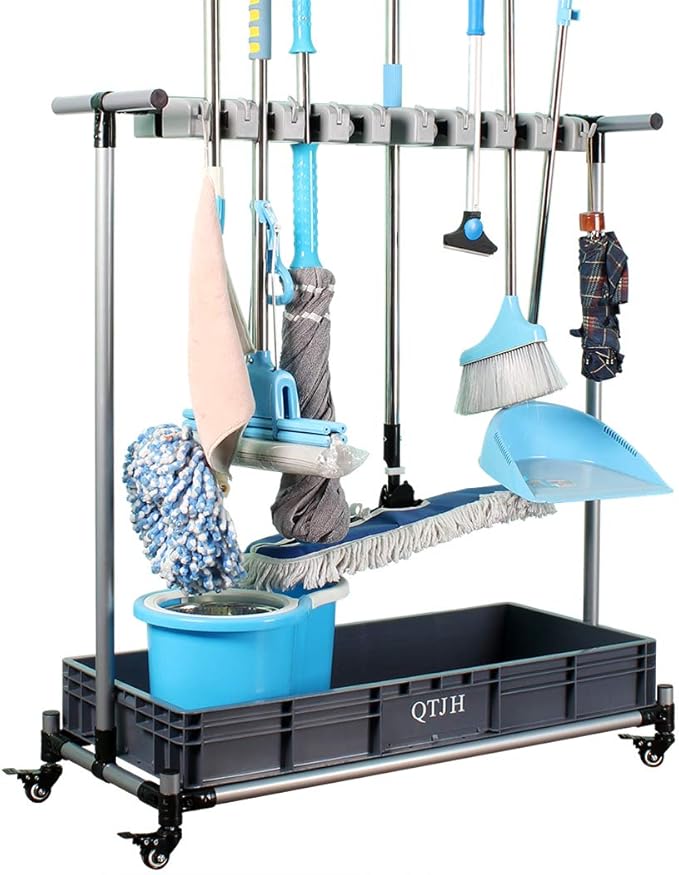 broom and mop holder put wet mops movable Commercial mop rack cleaning tool