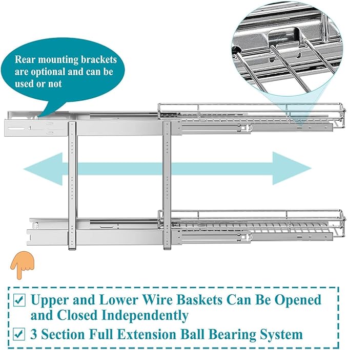OCG 2 Tier Pull Out Cabinet Organizer, Pull Out Drawers