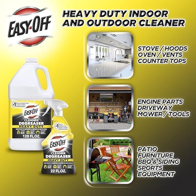 Bundle of Easy-Off Fume Free Oven Cleaner Spray, Lemon, 24oz, Removes Grease + Easy Off Heavy Duty Degreaser Cleaner Spray, 32 Ounce