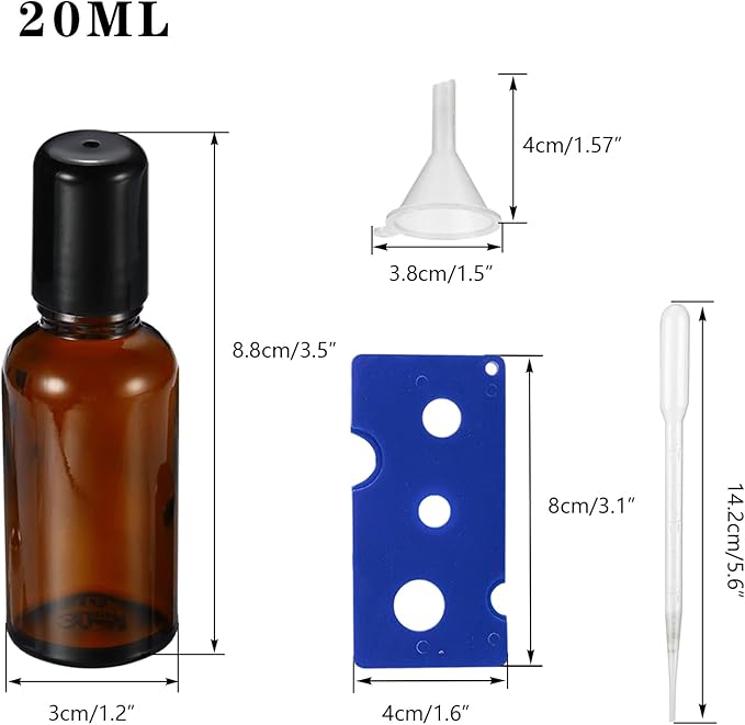 20ML Roller Bottles for Essential Oil, 4 Pack Empty Amber Glass Roller Bottle - Image 2