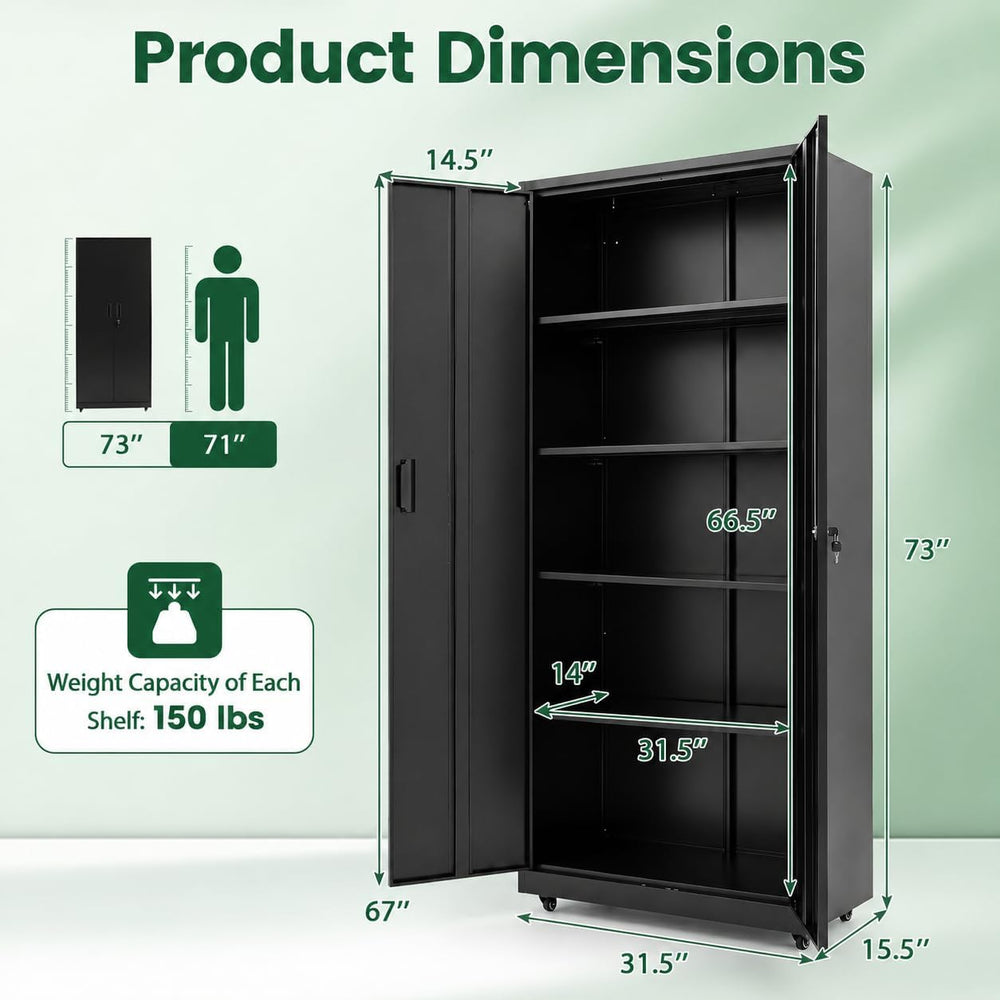 GIANTEX 73" Tall Metal Storage Cabinet for Garage and Office