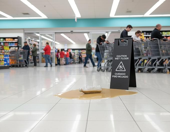2 Pcs Wet Floor Sign, 24 Inch Black Stainless Steel Caution Wet Floor Sign - Image 3