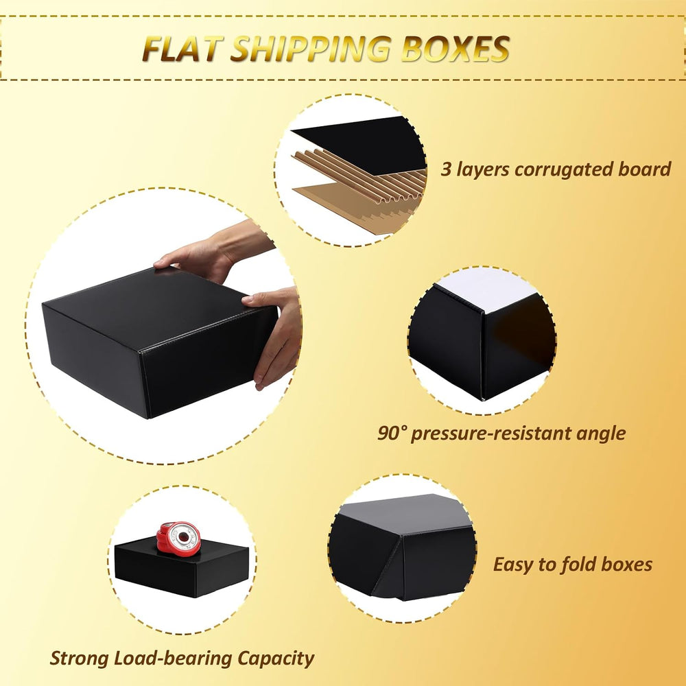HORLIMER 12x9x4 inches Shipping Boxes Set of 20, Black Medium Corrugated Card...