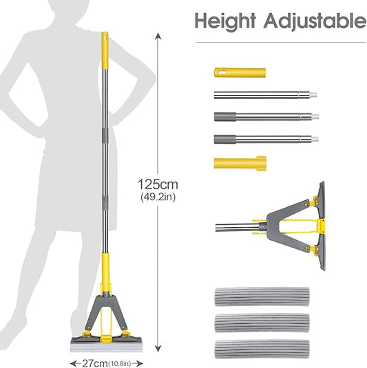 Sponge Mop, Masthome Roller Sponge Mop, Easy Self Squeeze Mop and Stainless - Image 2