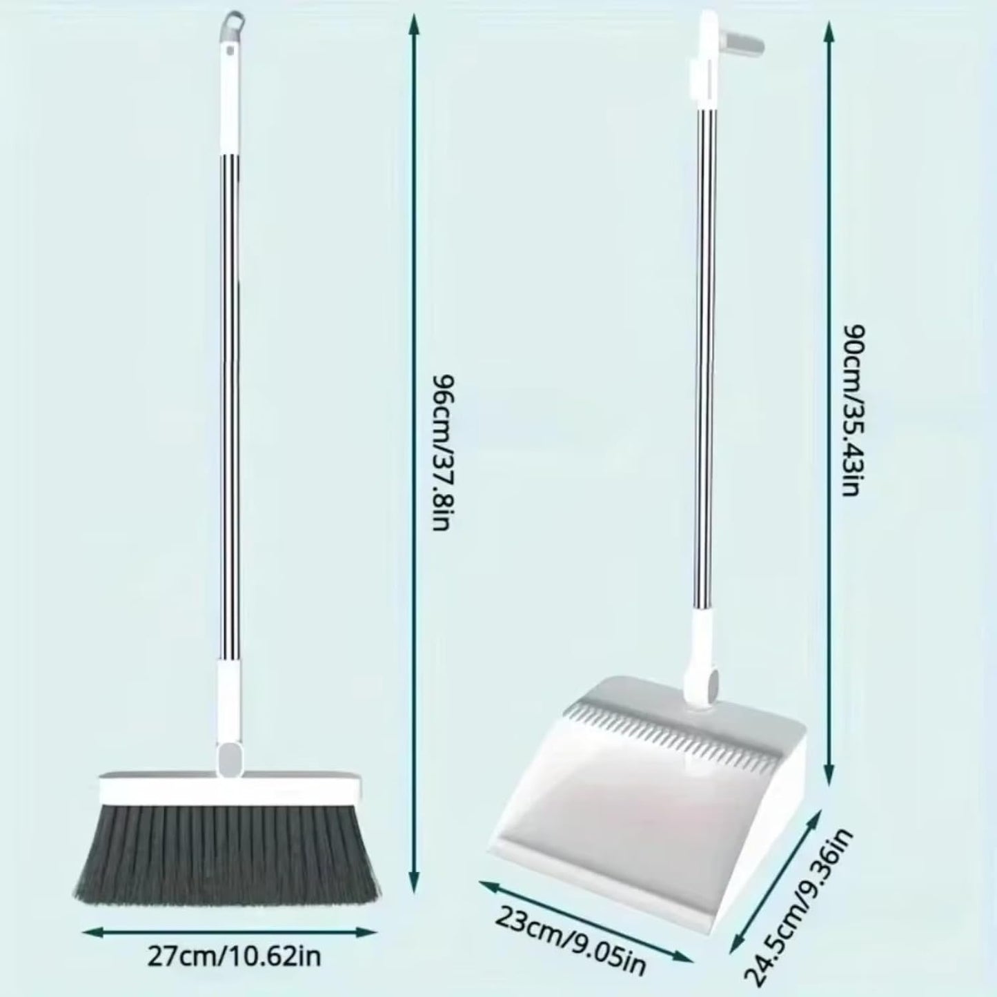 Foldable Broom and Dustpan Set, Compact Wall Mountable with Extra Stiff Bristles for Easy Storage & Cleaning (White)