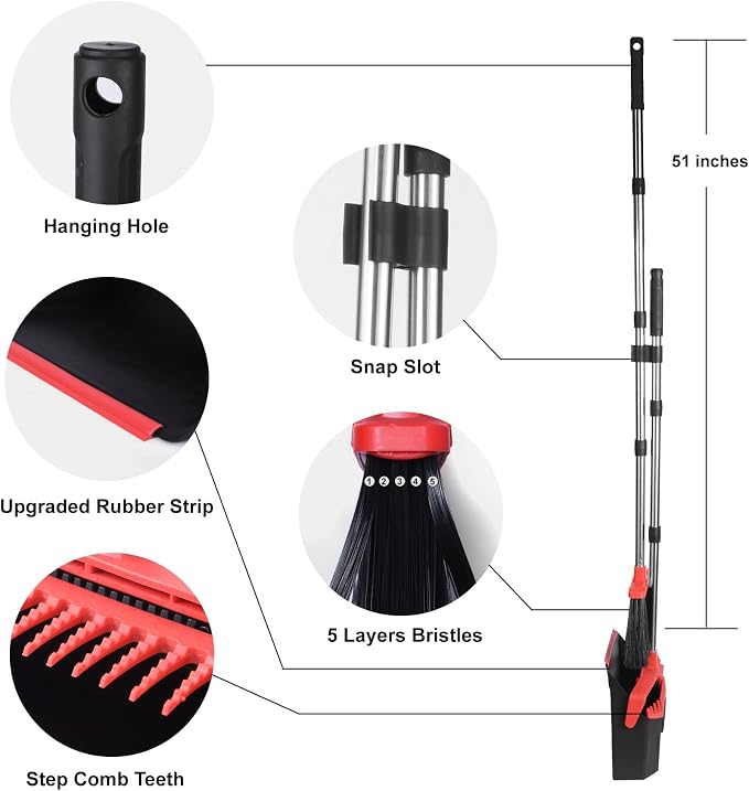 Upgrade Broom with Dustpan Combo Set, Broom and Dustpan Set with 51'' Long - Image 8