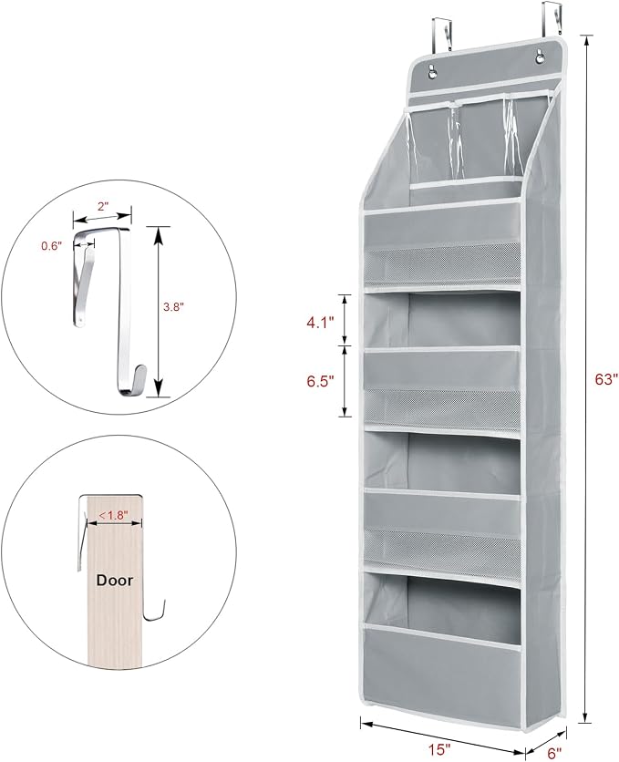 Univivi 5-Shelf Fabric Door Storage Over Door Hanging Organizer - Image 3