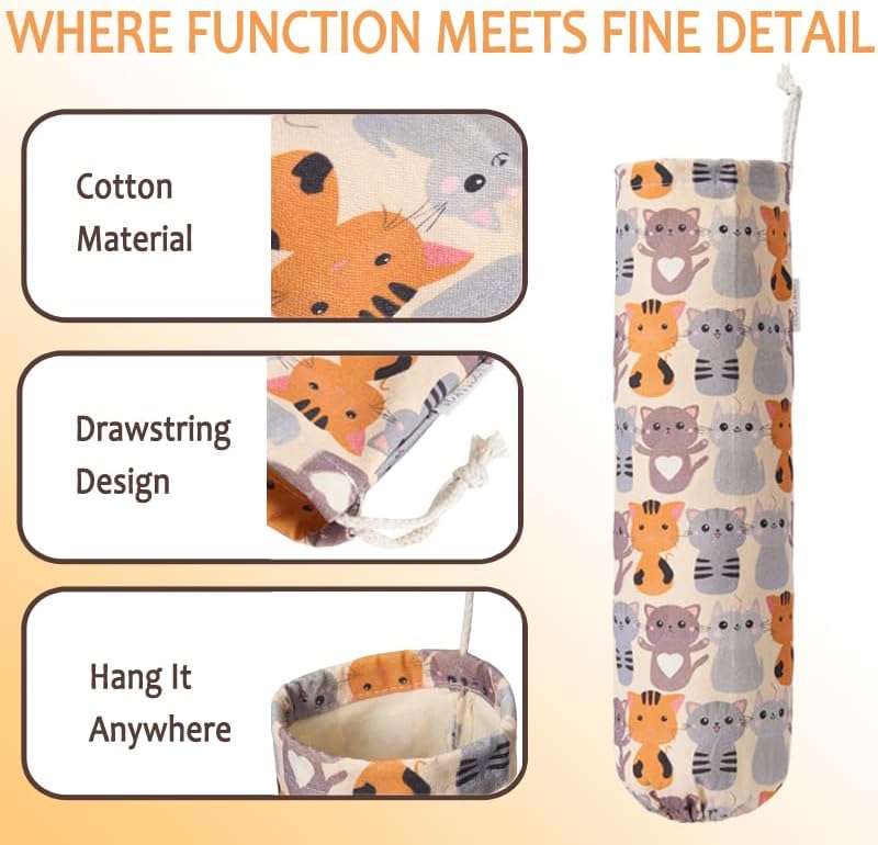 Plastic Bag Holder, Cute Grocery Bag Holder for Plastic Bags, Wall Mount Bags Dispenser for Home Kitchen Decor (Cat)