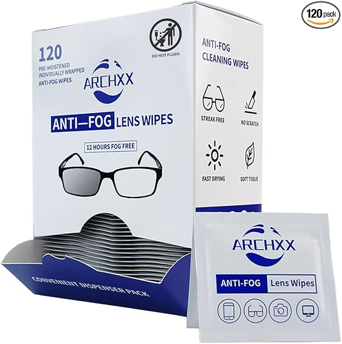 Anti Fog Wipes for Glasses, Pre-Moistened Cleaning Wipes, Lens Cleaner Wipe for by ARCHXXeachwipecounts