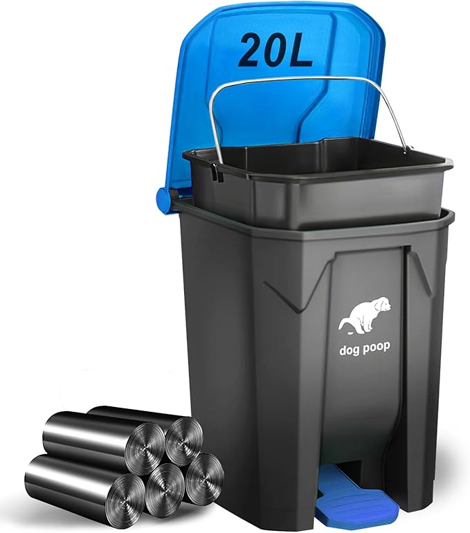 Dog Poop Trash Can Outside, 20L/5Gallon Dog Waste Trash Can by UPPCASIR