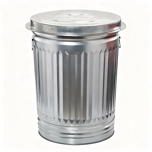 31 Gallon Metal Trash Can with Lid, Durable Silver Garbage Can-Easy to Clean by Unknown
