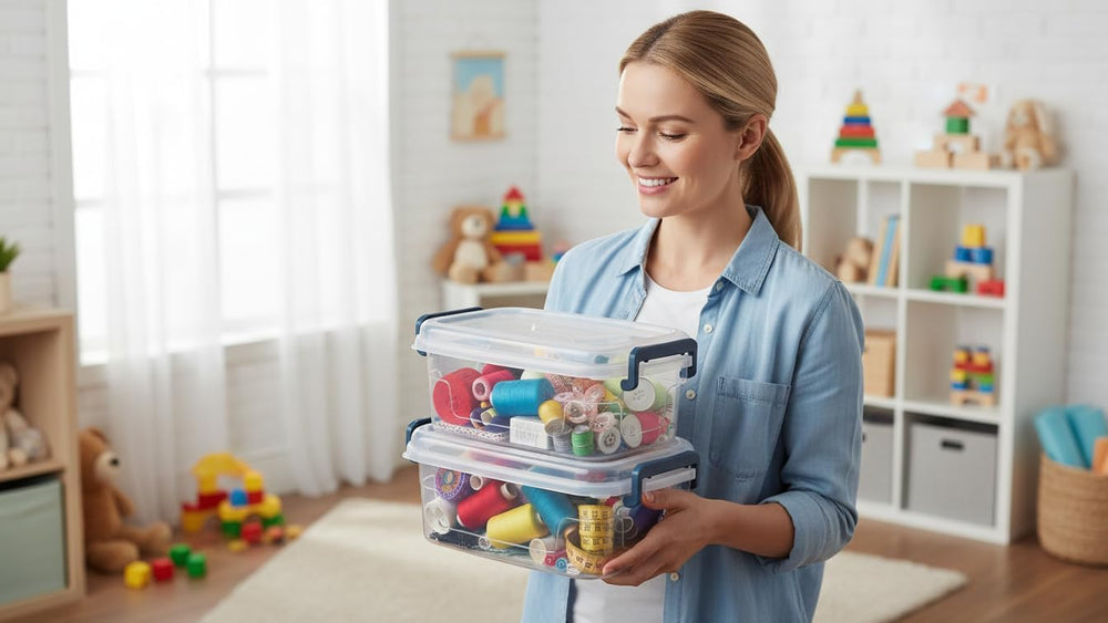 Tribello Small Clear Storage Bins with Lids, Bulk 16-Pack Stackable Plastic S...