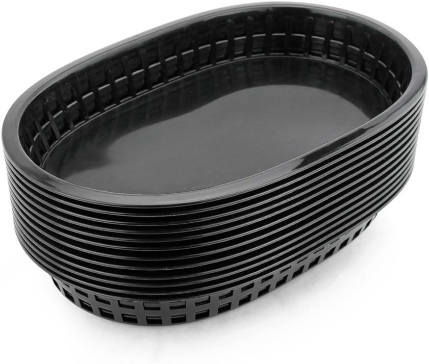 New Star Foodservice Fast Food Baskets, 10.5 x 7 Inch, Set of 12, Black