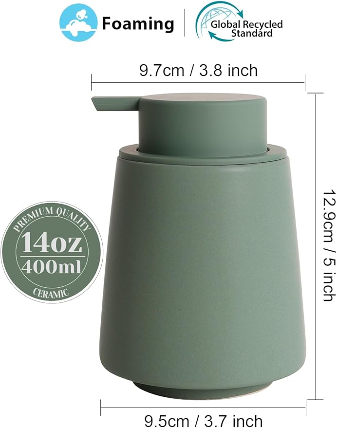 INGOFIN Ceramic Foaming Soap Dispenser -14 oz Foam Hand Soap Dispenser Bathroom - Image 2