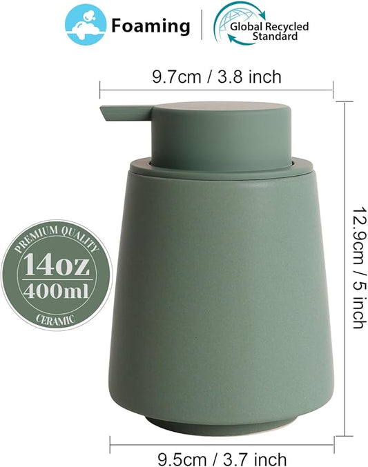 INGOFIN Ceramic Foaming Soap Dispenser -14 oz Foam Hand Soap Dispenser Bathroom - Image 2
