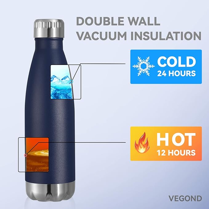 VEGOND 17oz Stainless Steel Water Bottles Bulk, Reusable Metal Sports Water - Image 5