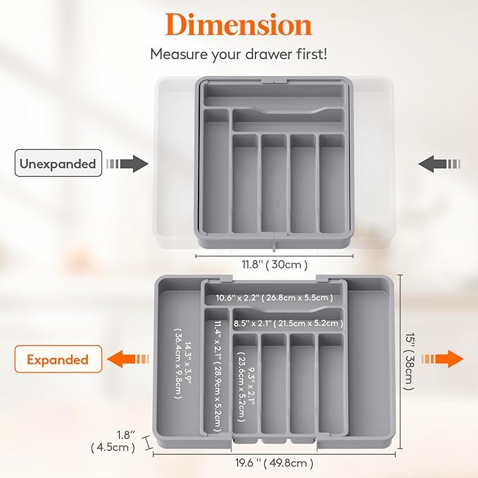 Lifewit Silverware Drawer Organizer, Expandable Utensil Organizer - Image 3