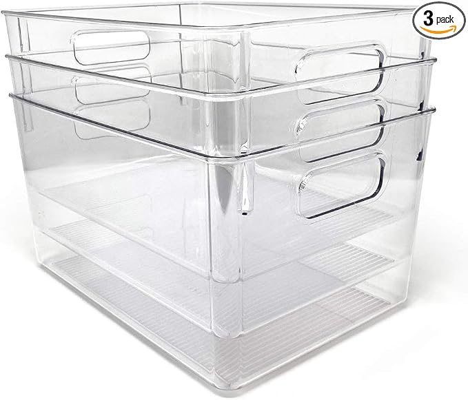 Isaac Jacobs 3-Pack Large Clear Storage Bins