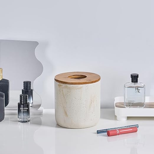 Natural Travertine Textures Beige Mini Trash Can - Image 6