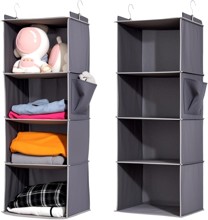 2 Packs Hanging Closet Organizer, 4-Shelf Closet Organizers and Storage by WelcometoYRCBEHFU