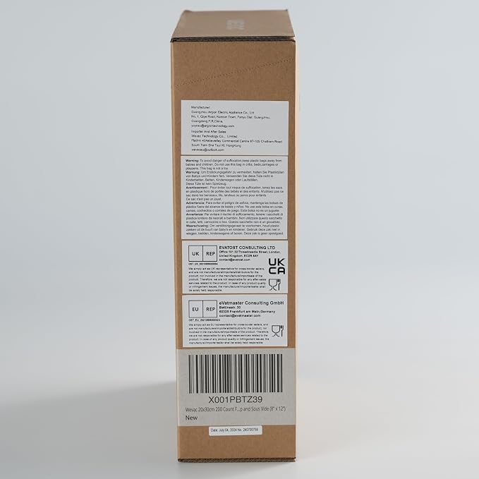 Wevac 8” x 12” 200 Count Food Vacuum Sealer Bags Keeper, PreCut Quart, BPA Free - Image 8